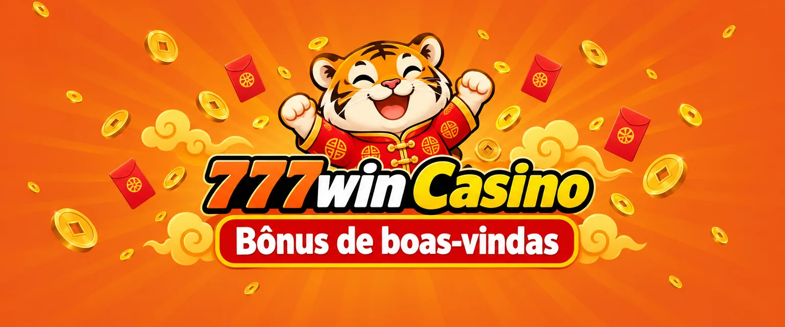 Banner do 777win Casino com o mascote tigre e a oferta de depósito mínimo de R$ 5 no Pix